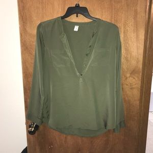 Old Navy Olive Green Long Sleeve Blouse